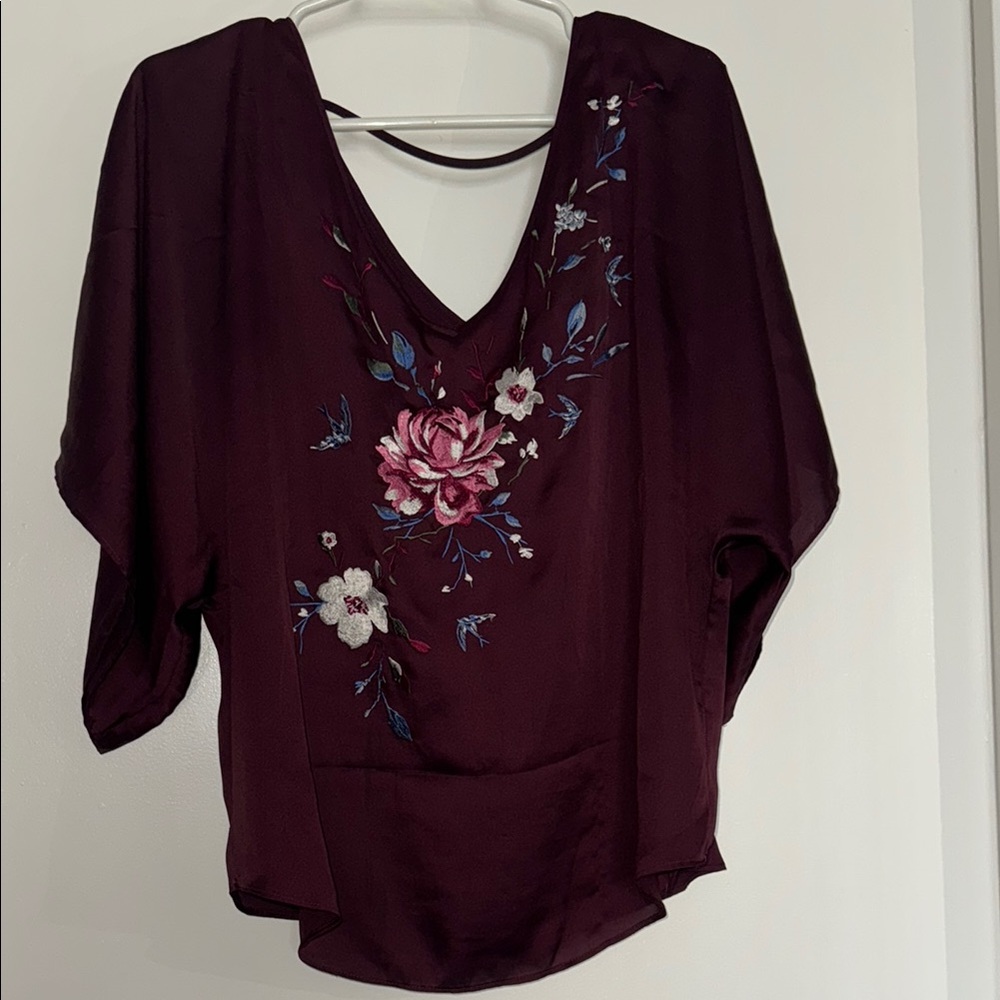 Floral Embroidered V-Neck Top